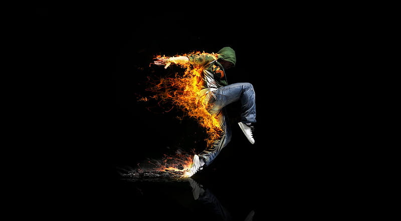 Dance, boy, burn, flame, burning, step, man, dancer, HD wallpaper
