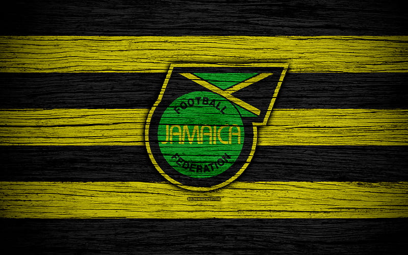 Jamaica national football team, logo, North America, football, wooden texture, soccer, Jamaica, emblem, North American national teams, Jamaican football team, HD wallpaper