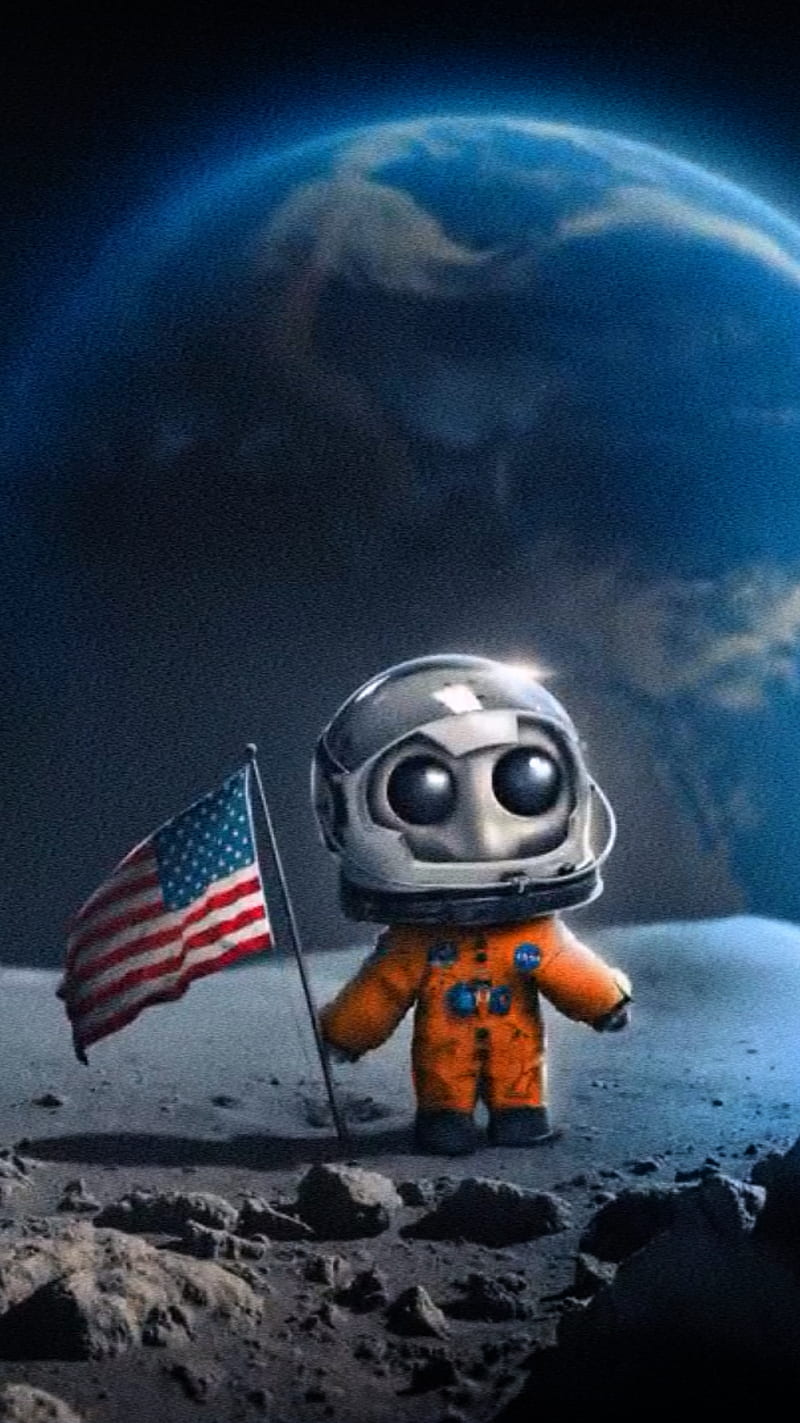 Cute Astronaut, america, moon, nasa, skull, space, world, HD phone wallpaper