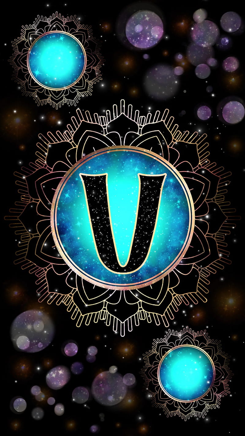 Magick Mandala V, galaxy, glow, initial v, letter v, magic, magick, mandala, mystical, occult, orb, HD phone wallpaper