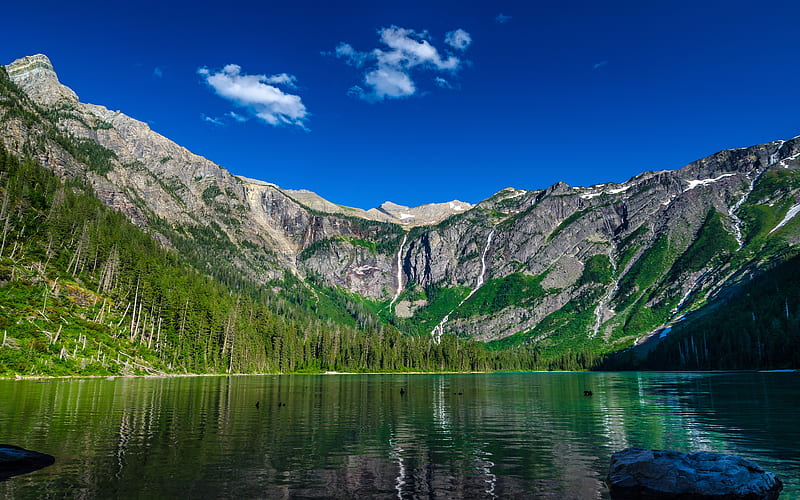 glacier national park, avalanche lake, montana, united states, reflection, mountain, Nature, HD wallpaper