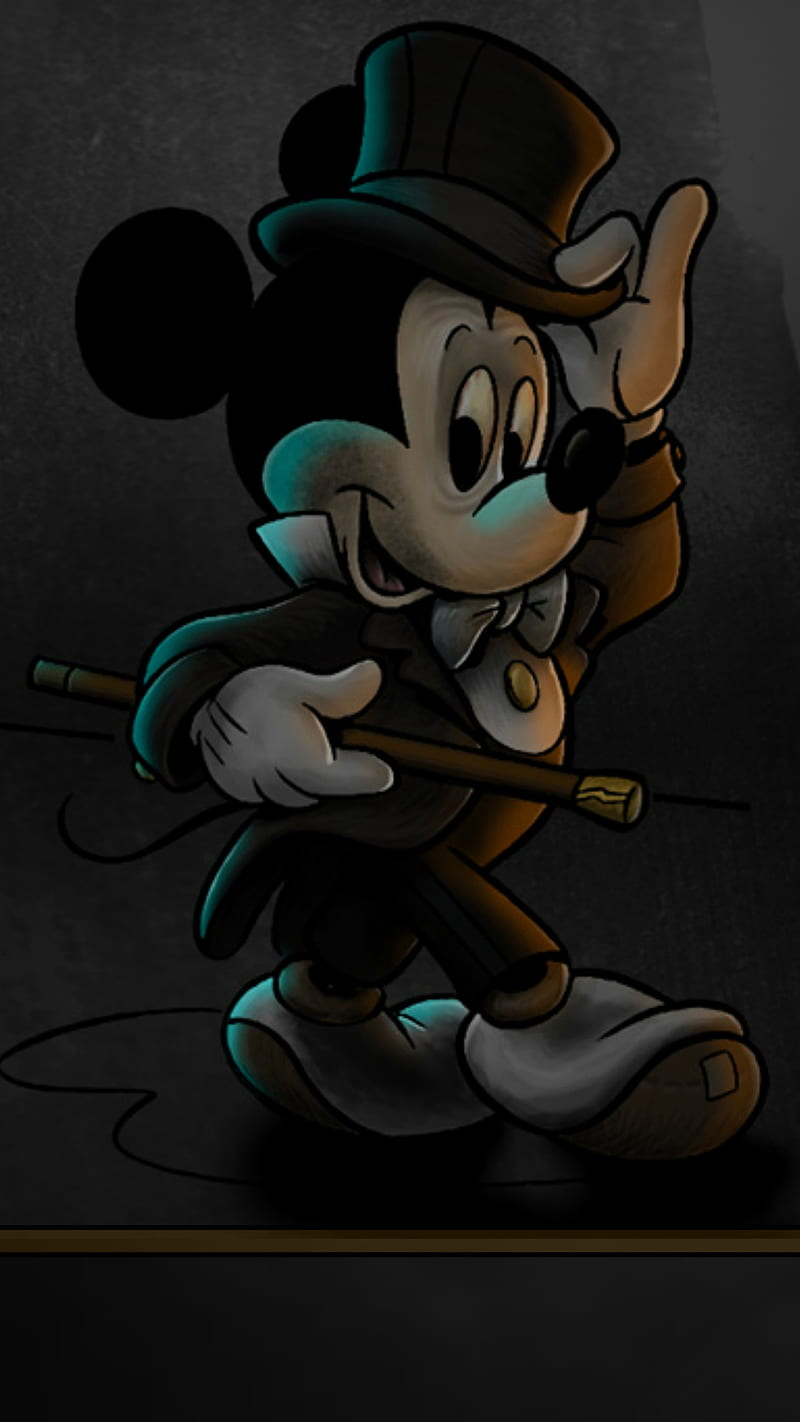 Classic Mickey, cartoons, dark, disney, walt, HD phone wallpaper
