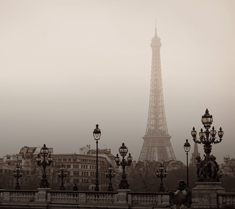 Paris City Eiffel Tower Fog France Town Hd Wallpaper Peakpx