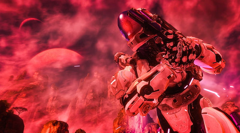Red Day, red, planet, action, Halo, running, spartan, HD wallpaper