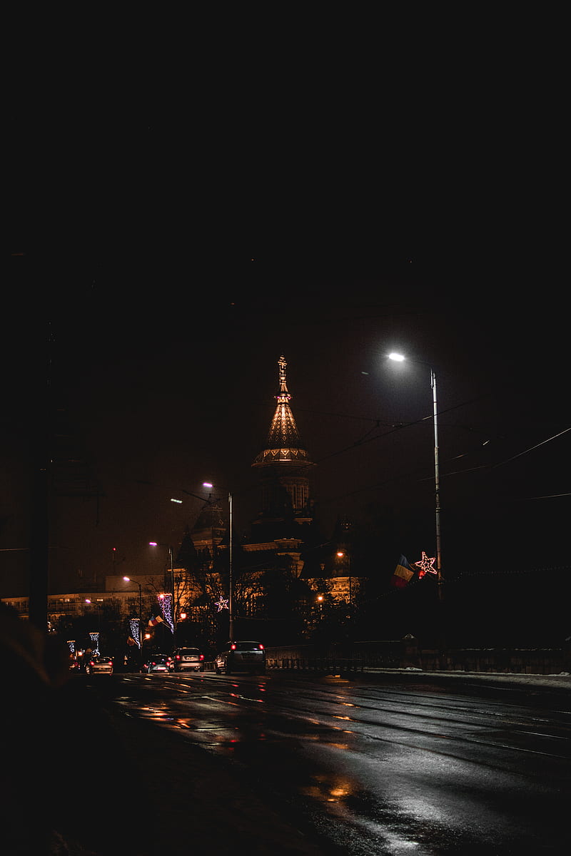 street, night city, traffic, night, city lights, HD phone wallpaper