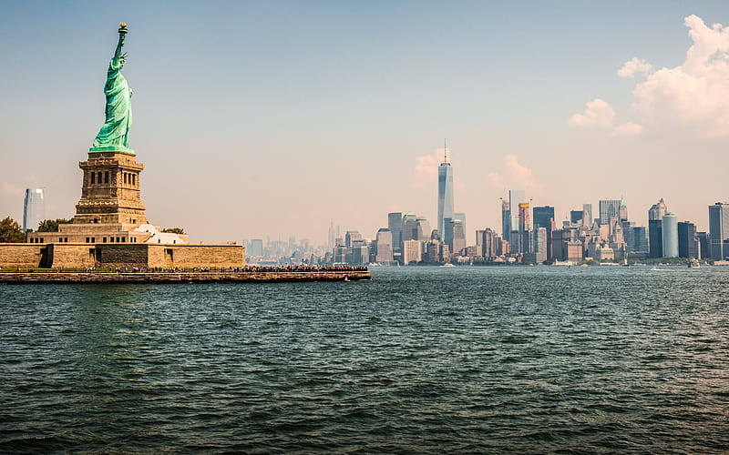 Statue of Liberty, New York, Manhattan, sculpture, neoclassical, landmarks, HD wallpaper