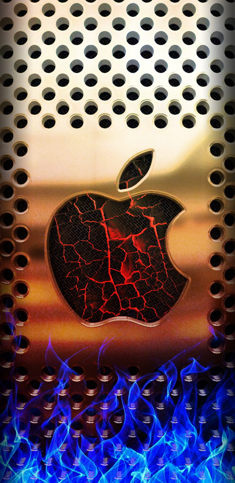 Apple Crisp, apple, blue, computer, computers, green, logo, metal, HD phone wallpaper