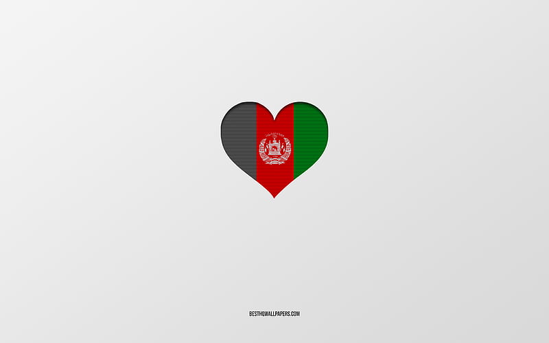 I Love Afghanistan, Asia countries, Afghanistan, gray background, Afghanistan flag heart, favorite country, Love Afghanistan, HD wallpaper