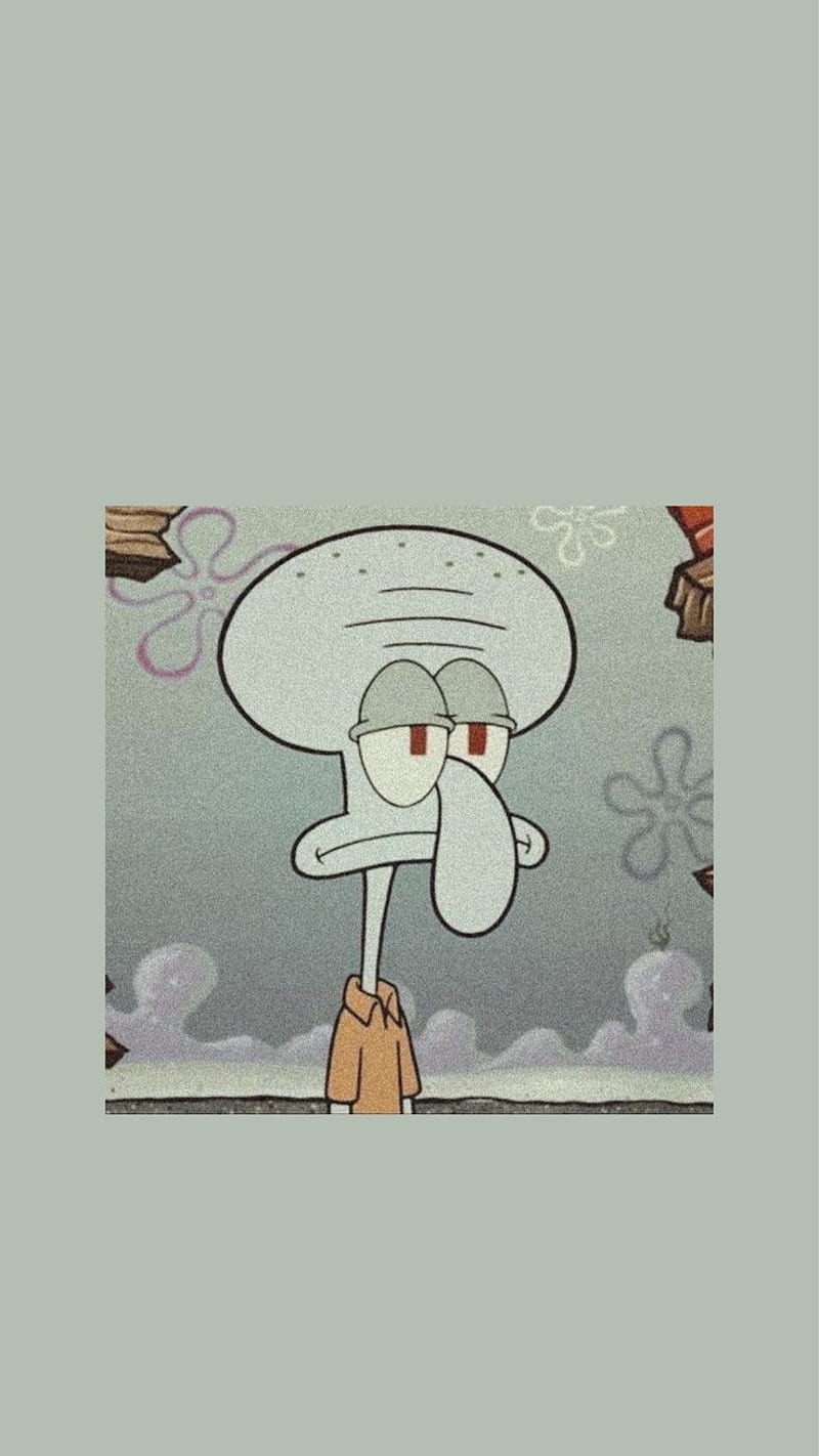 Sad Squidward, aesthetic, sad aesthetic, spongebob, HD mobile wallpaper