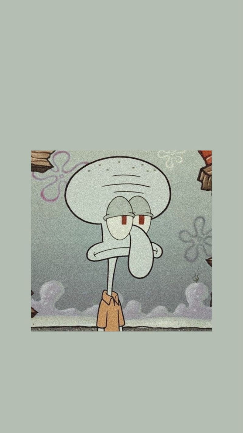 Sad Squidward, aesthetic, sad aesthetic, spongebob, HD phone wallpaper