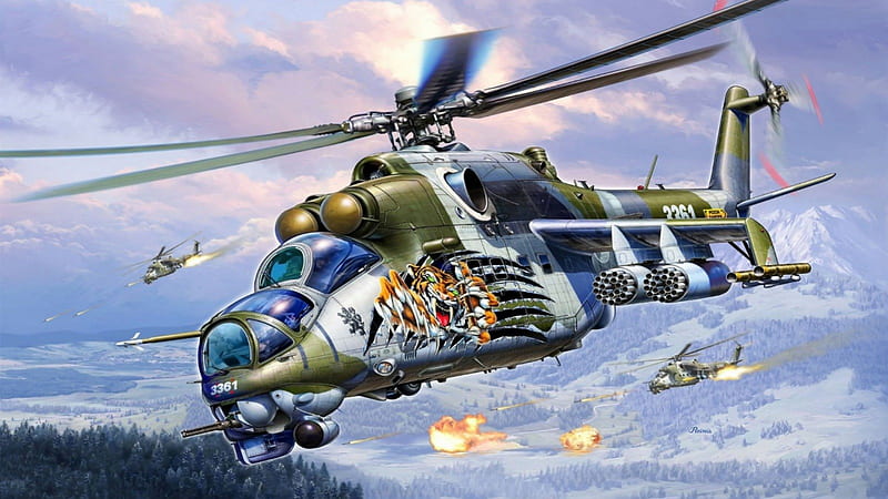 Fighting Tiger, fantasy, cgi, helicopter, military, tiger, HD wallpaper