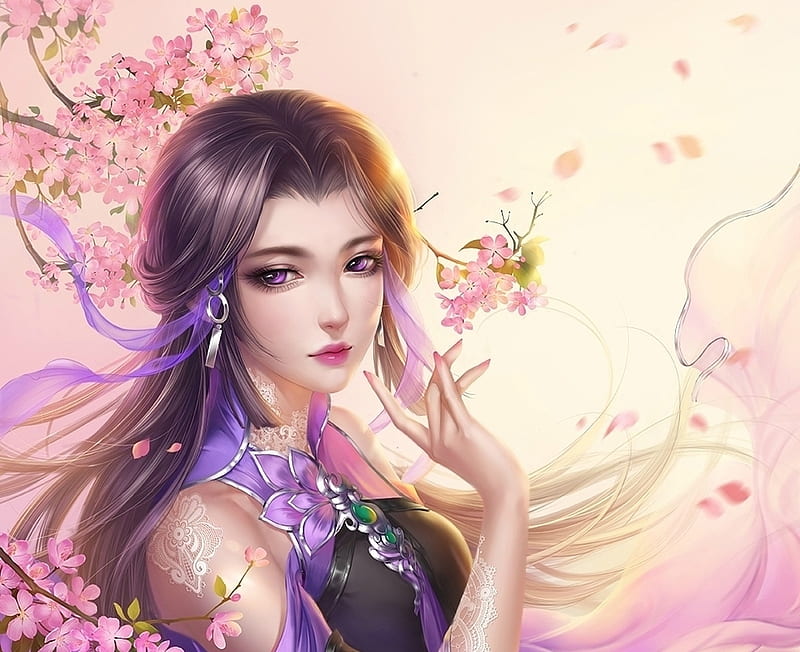 Beauty Frumusete Luminos Asain Fantasy Girl Purple Flower Face Pink Hd Wallpaper Peakpx 7129