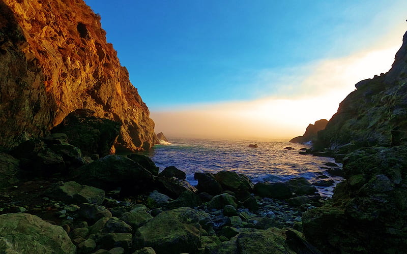 Big Sur, California, sea, rocks, sunset, usa, coast, HD wallpaper Big Sur, California, sea, rocks, sunset, usa, coast, HD wallpaper