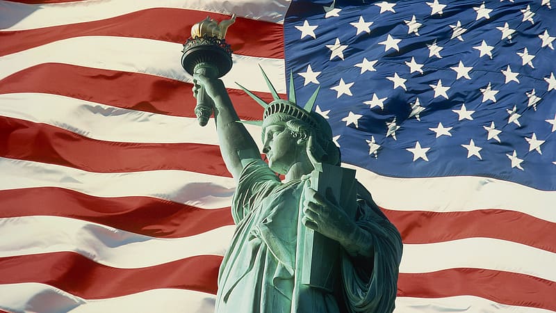 Statue Of Liberty, , American Flag, HD wallpaper