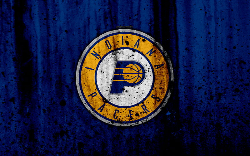 Indiana Pacers, grunge, NBA, basketball club, Eastern Conference, USA, emblem, stone texture, basketball, Central Division, HD wallpaper