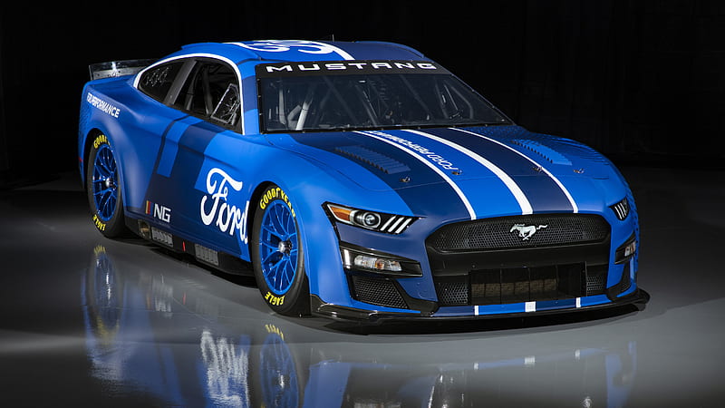 Nascar Mustang, america, blue, ford performance, goodyear, muscle, usa, HD wallpaper