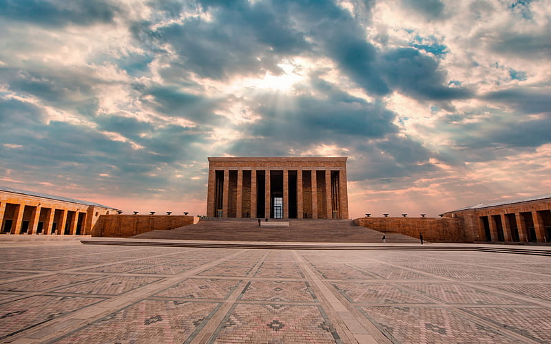 Anitkabir, Ankara, mausoleum of Mustafa Kemal Ataturk, evening, sunset, mausoleum, Turkey, HD wallpaper