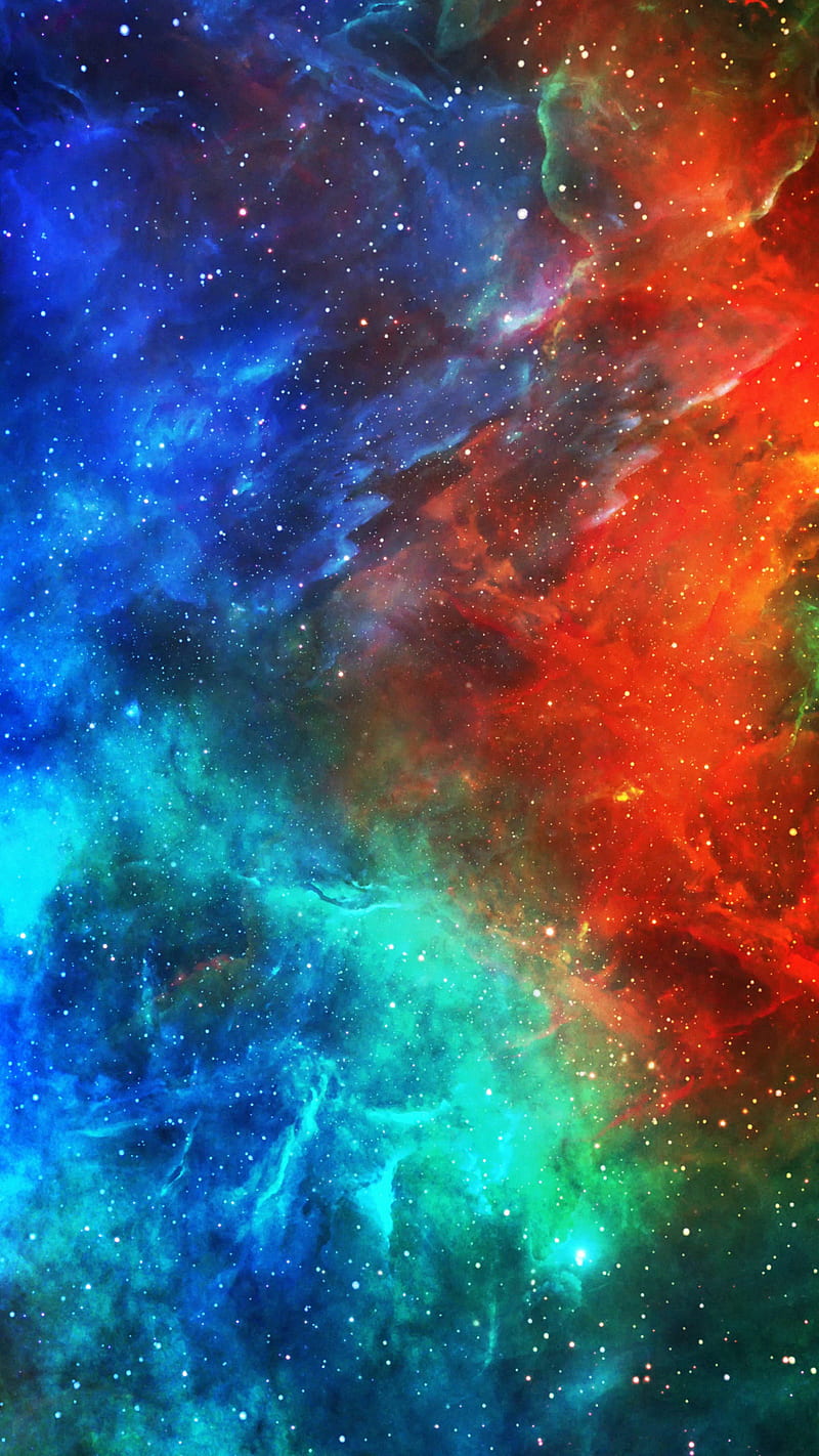 NEBULA BLUE, cloud, cosmic, cosmos, galaxy, orange, sci fi, space, stars, universe, HD phone wallpaper