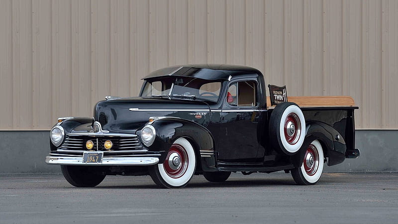 1947-Hudson-Pick-Up, Classic, Black, Whitewalls, Truck, HD wallpaper