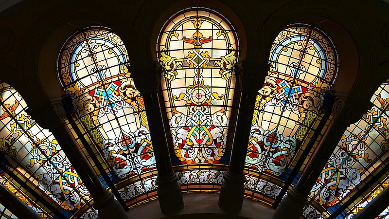 Colors, Window, Colorful, Stained Glass, Man Made, Queen Victoria Building, HD wallpaper