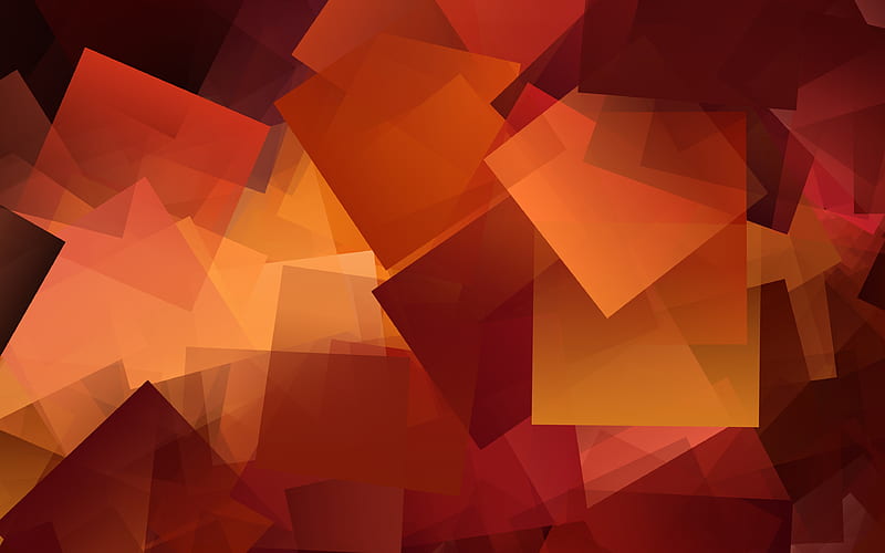squares orange background, square texture, geometry, geometric shapes, HD wallpaper