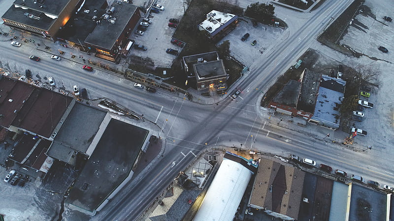aerial view of intersection during daytime, HD wallpaper