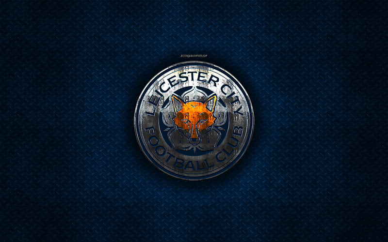 Leicester City FC, LCFC, English football club, blue metal texture, metal logo, emblem, Leicester, England, Premier League, creative art, football, HD wallpaper
