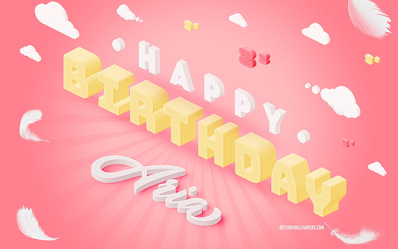 Happy Birtay Aria 3d Art, Birtay 3d Background, Aria, Pink Background, Happy Aria birtay, 3d Letters, Aria Birtay, Creative Birtay Background, HD wallpaper