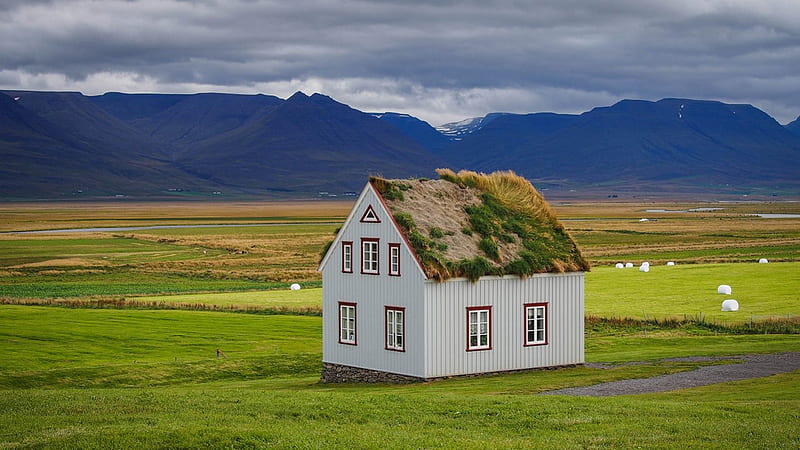 Icelandic Sod House, architecture, sod house, iceland, houses, HD wallpaper