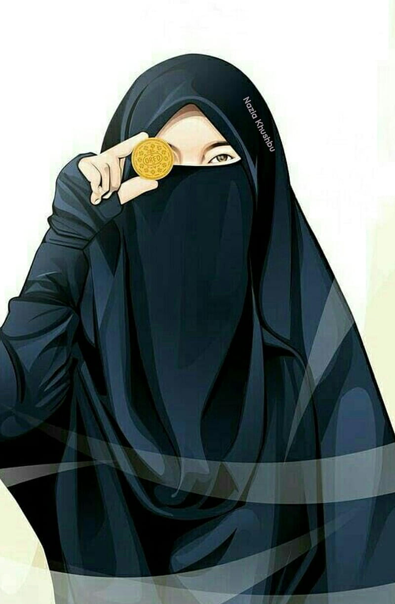 Islamic hijab girl, anime, hijab girl, HD phone wallpaper