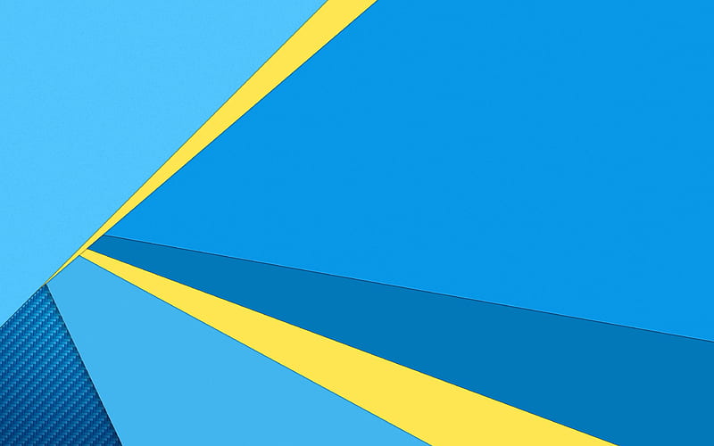 android, blue and yellow, material design, lollipop, geometric shapes, creative, geometry, blue background, HD wallpaper
