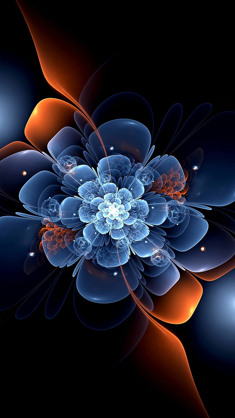 Flower, fractal, neon, HD phone wallpaper