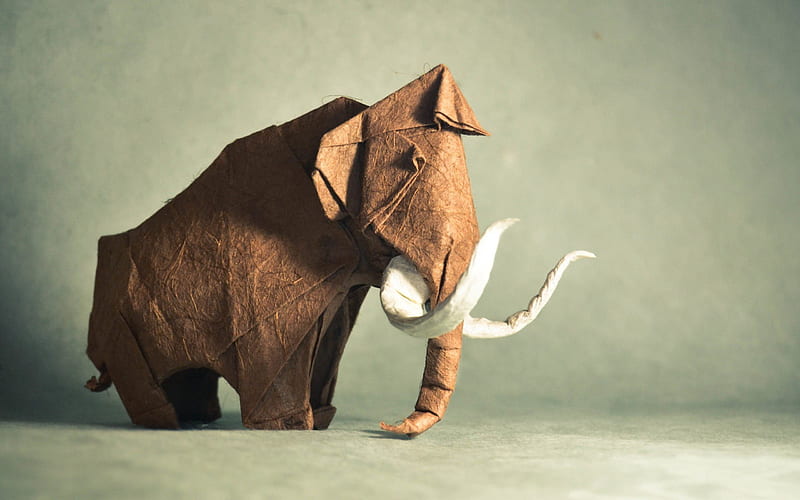 elephant, origami, paper elephant, paper figurines, Hand Made, HD wallpaper