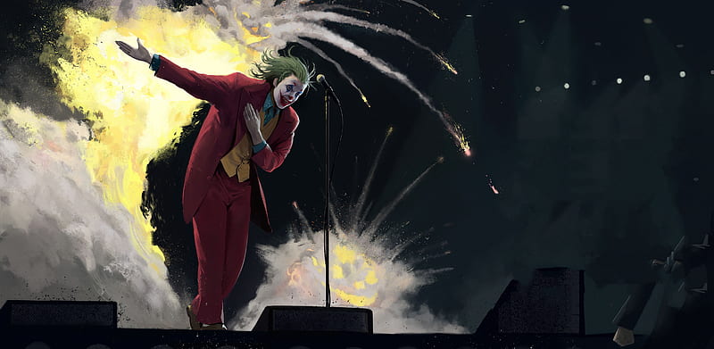 Joker Singing Song, joker-movie, joker, superheroes, supervillain, art, HD wallpaper
