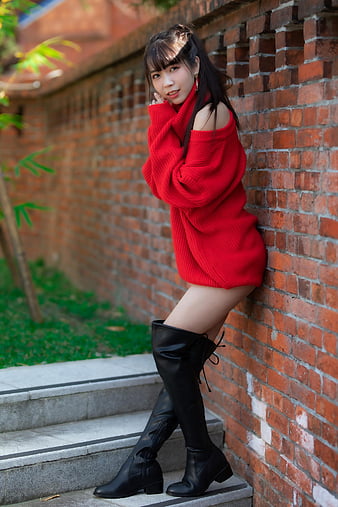 Dark red thigh high on sale boots