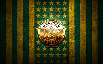 Oakland Athletics, American baseball club, creative 3D logo, green  background, HD wallpaper