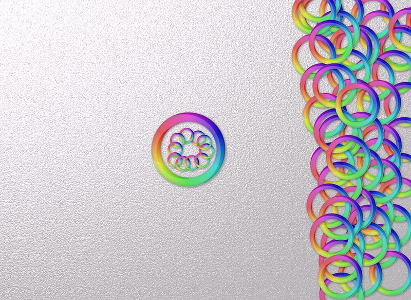 Ringed rainbows, rings, metallic, rainbows, circles, rainbow, HD wallpaper