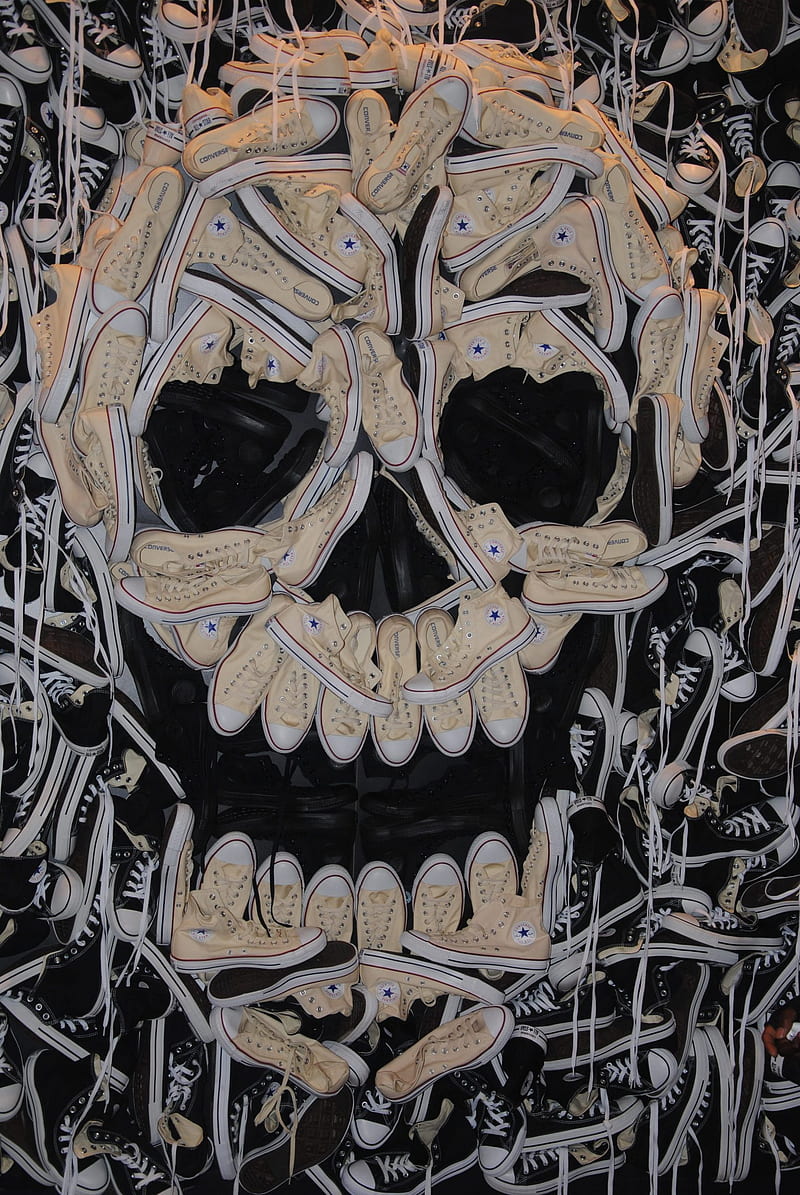 Converse, Skull And Crossbones, Art, Shoes, Wah, Skeleton, Artwork • For You, HD phone wallpaper