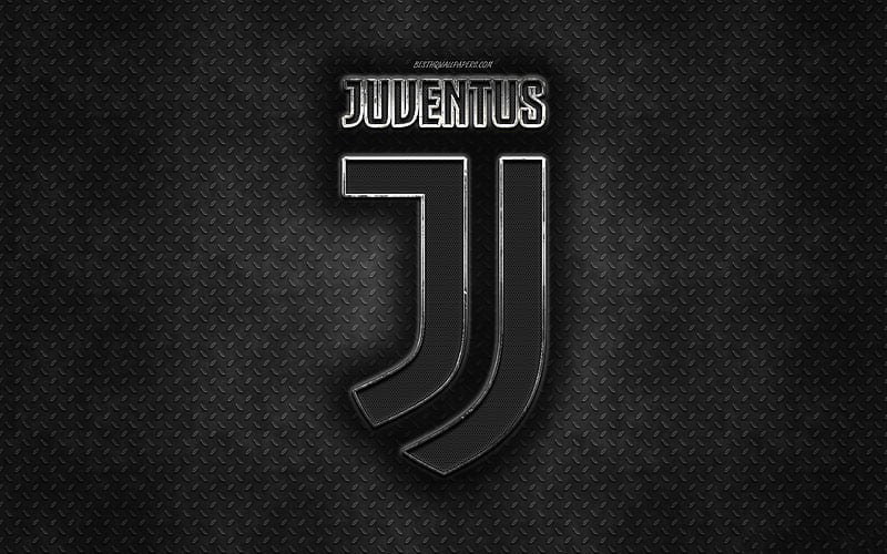 Juventus FC, new logo, Italian football club, champion, Turin, Italy, Serie A, metal mesh, black metal grunge texture, Juve, HD wallpaper