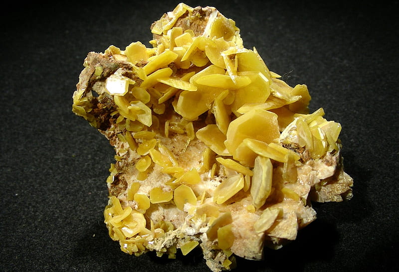 Wulfenite, yellow, mineral, rock, HD wallpaper