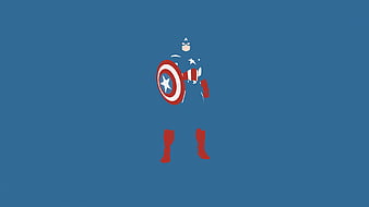 Captain America Marvel Comics Minimalism, captain-america, minimalism, superheroes, artwork, artist, digital-art, marvel, HD wallpaper