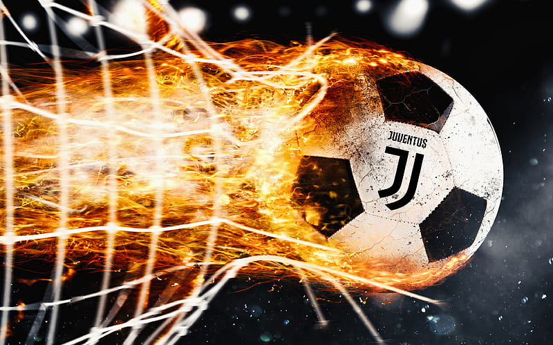 Juventus fire, new logo, flame, Juve, Serie A, art, new Juventus logo, ball, juve, soccer, Juve logo, HD wallpaper