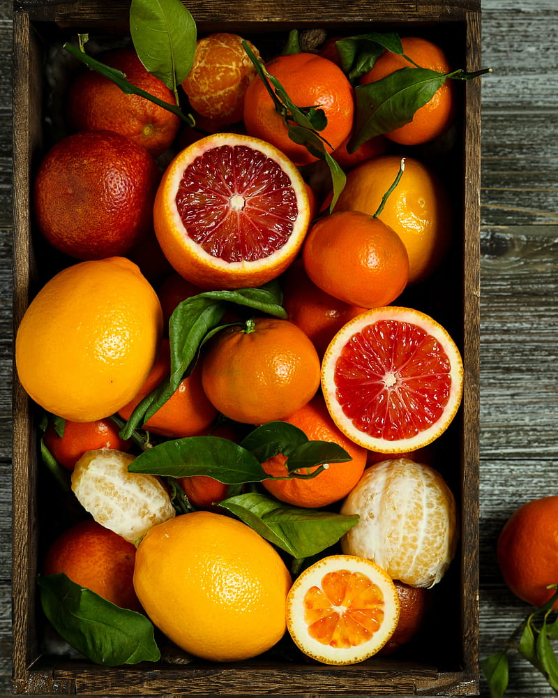 oranges, grapefruit, fruits, basket, HD phone wallpaper