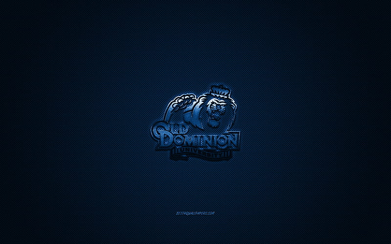 Old Dominion Monarchs logo, American football club, NCAA, blue logo, blue carbon fiber background, American football, Norfolk, Virginia, USA, Old Dominion Monarchs, HD wallpaper