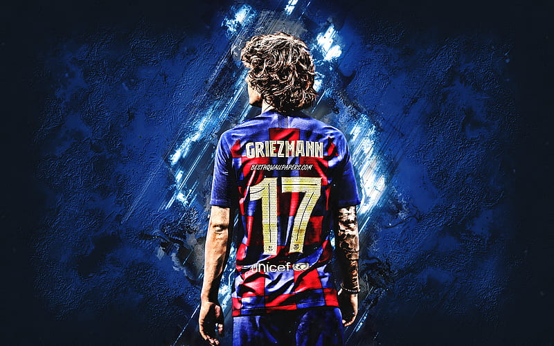 Antoine Griezmann, french soccer player, striker, Barcelona FC, view from the back, La Liga, Catalonia, Spain, football, Griezmann Barcelona, HD wallpaper