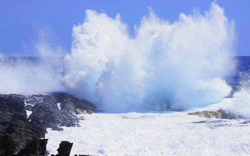 Hawaii-volcanic rock on the waves, HD wallpaper