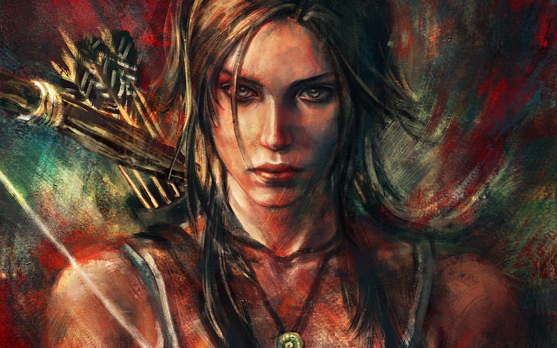 Lara Painting, croft, tomb, art, Lara, raider, HD wallpaper