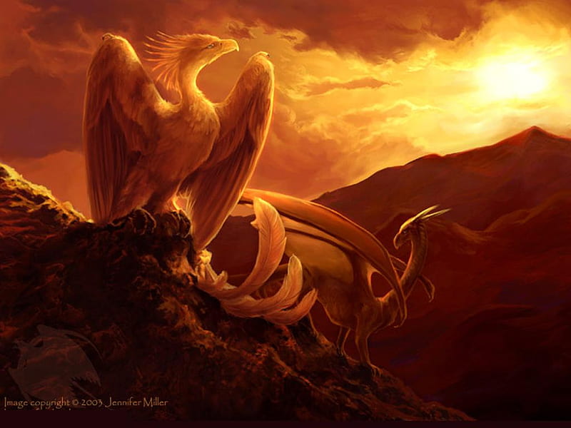 Rising of the Phoenix, art, fantasy, rising, 3d, sun, phoenix, abstract, HD wallpaper