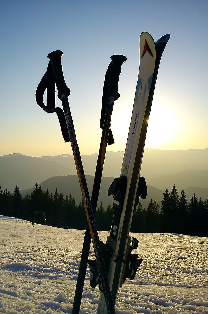 Ski, mountain, slope, snow, HD phone wallpaper
