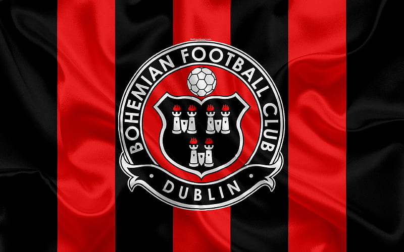 Bohemians FC Irish Football Club, new logo, Bohemians emblem, League of Ireland, Premier Division, football, Dublin, Ireland, silk flag, Irish Football Championship, HD wallpaper